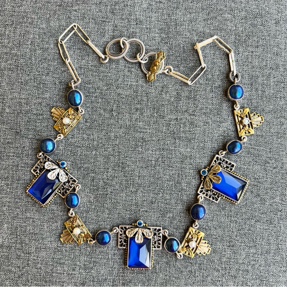 Mars And Valentine Echo Of The Dreamer Blue Lapis Art Deco Necklace